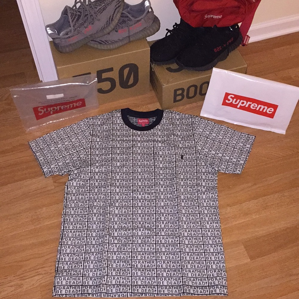 Supreme “I’d Rather Be Dead” Jacquard Pocket Tee